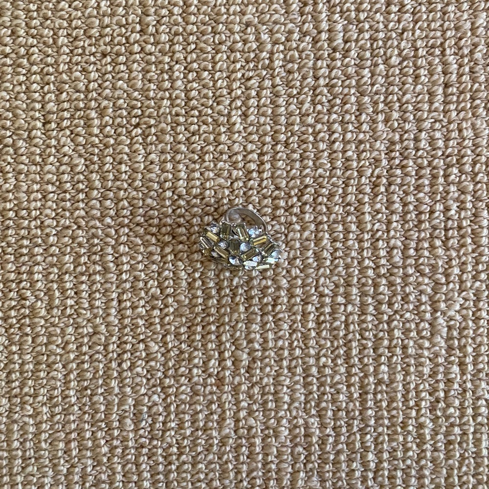 Gold And Clear Gemstone Statement Ring - image 2